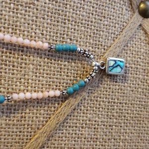 Mother of Pearl Sterling Silver Pendant on Beaded Necklace